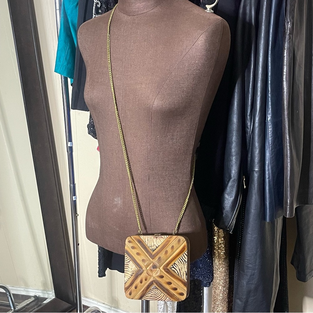 Brown wooden Crossbody Bag